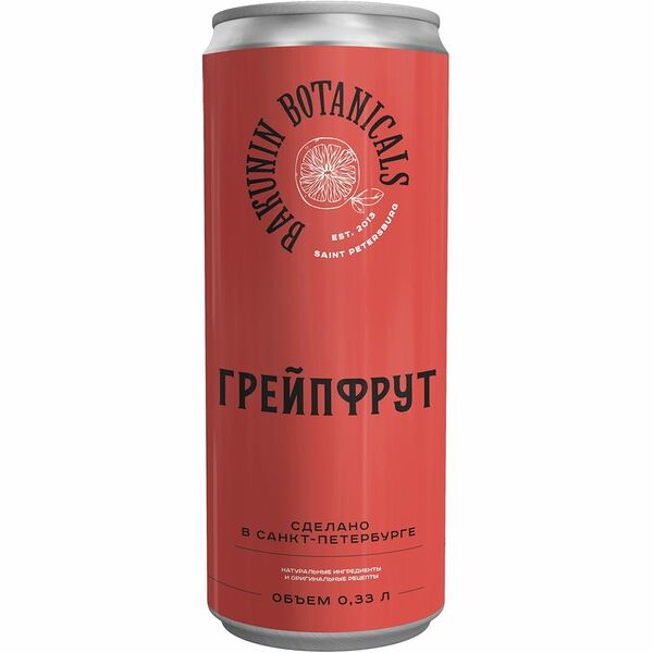 Напиток газированный Бакунин Ботаникалс Грейпфрут безалкогольный безалкогольный, 330мл