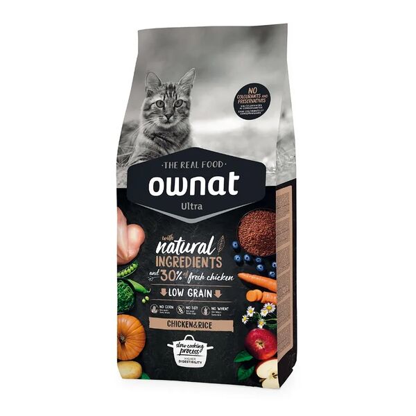 ULTRA сухой корм Ownat для кошек, с курицей и рисом, 1,5 кг 