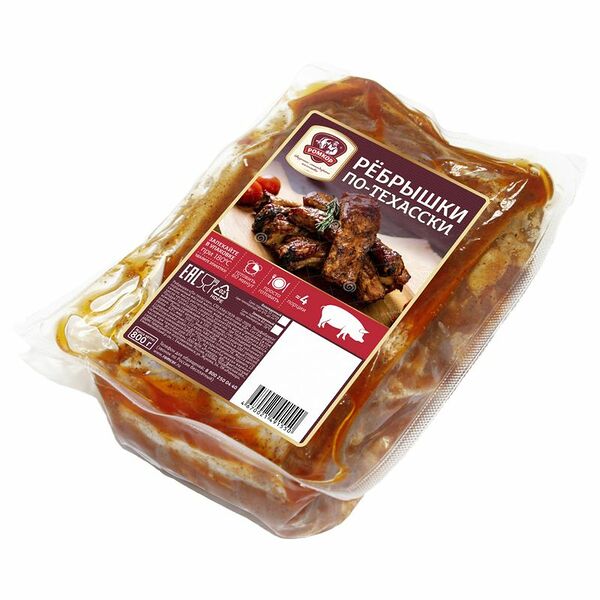 Ребрышки свиные Ромкор По-техасски охлажденные 800г