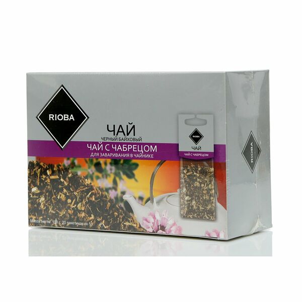 Чай черный ТМ Rioba (Риоба) с чабрецом, 20 пакетиков для заваривания в чайниках