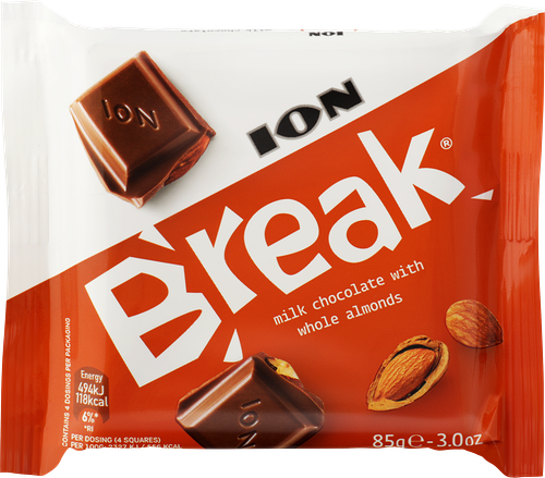 Плитка шоколадная BREAK молочный шоколад с миндалем, 85г
