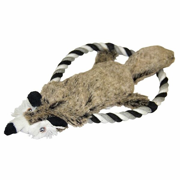 Игрушка для собак FOXIE Енот на кольце из каната с пищалкой 17х31см плюш