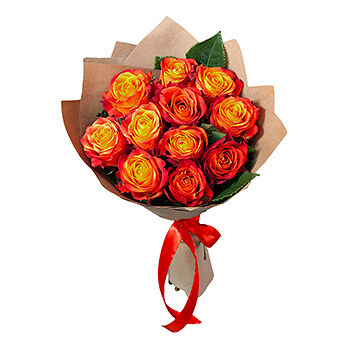 Монобукет из 11 роз Atomic, «Ирис», Эквадор