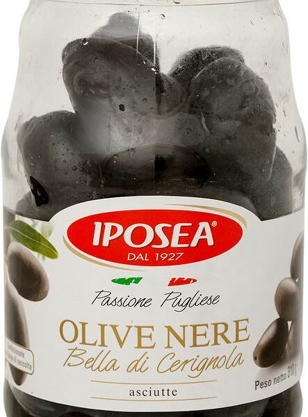 Оливки черные белла чериньола с косточкой без жидкости, Iposea