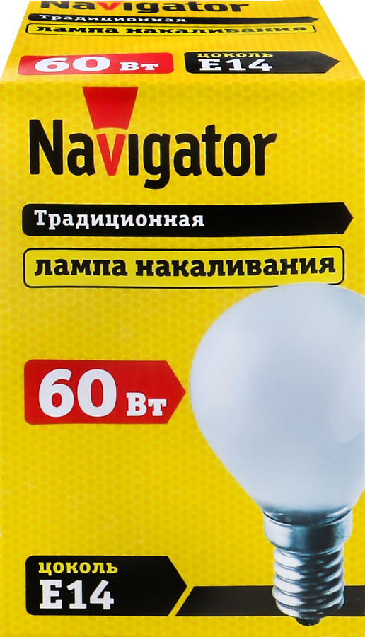 

Лампа накаливания Navigator 60Вт Е14, матовая, шар