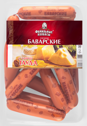 

Сосиски ФАМИЛЬНЫЕ КОЛБАСЫ Баварские с сыром Гауда, категория В, 600г
