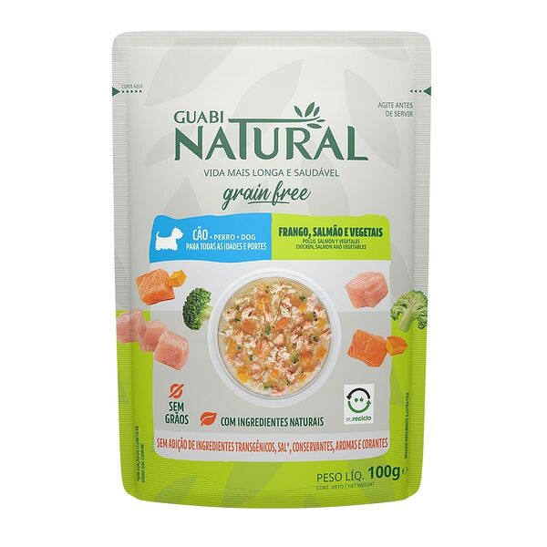 GUABI Natural для собак пауч 100г Dog GRAIN FREE беззерновой Курица, лосось и овощи