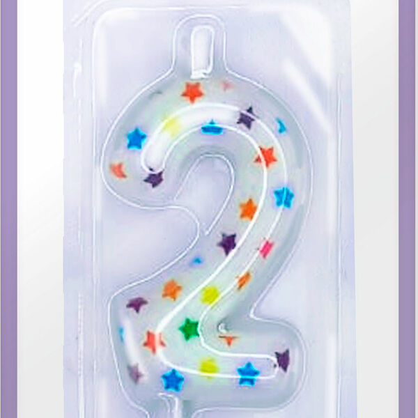 Свеча-цифра 2 Пакетико Happy Birthday