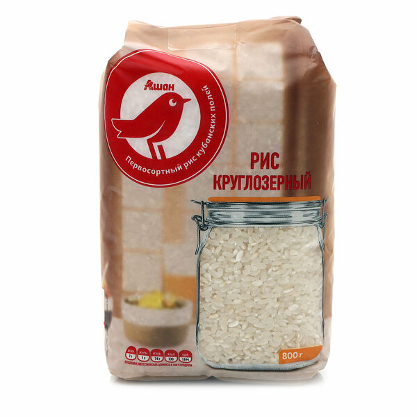 Рис круглозерный АШАН Красная птица шлифованный