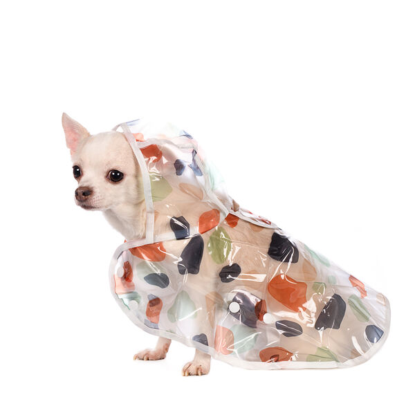 Дождевик-плащ с капюшоном для собак 25см S прозрачный (унисекс)