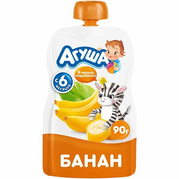 Фруктовое пюре Агуша банан, с 6 месяцев