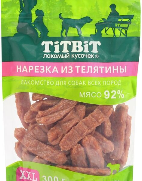 Лакомство для собак TiTBiT Нарезка из телятины 300г
