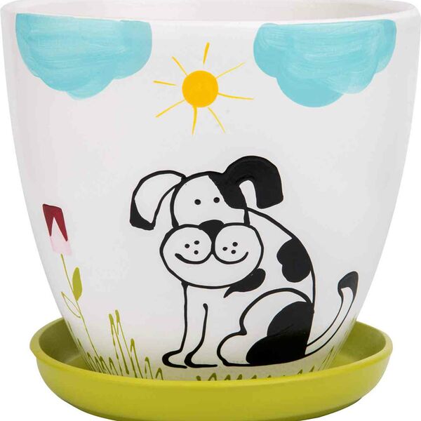 Горшок керамический Собака с подставкой