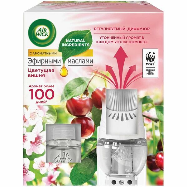 Диффузор аромамасел+сменный флакон Air Wick Эфирные Масла Цветущая Вишня 19 мл