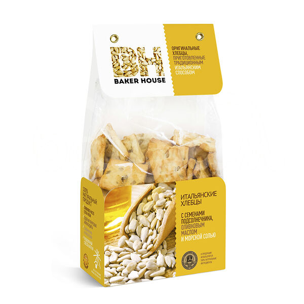 Хлебцы Итальянск Бейкер Хаус 250гр Семена подсолнечника Оливков масло