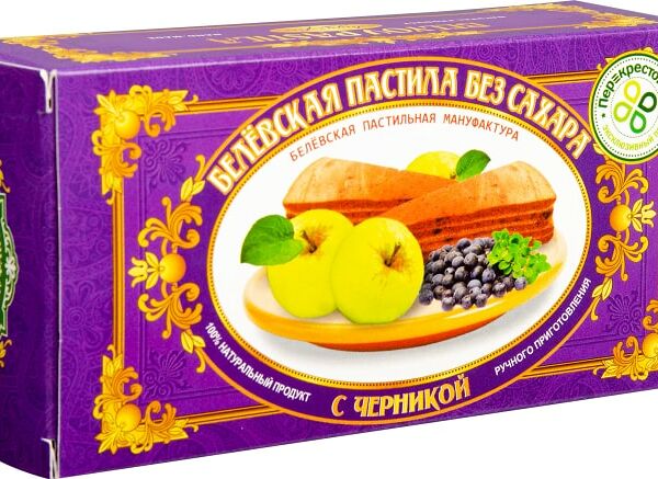 Пастила Белевская Пастильная Мануфактура с черникой без сахара 100г