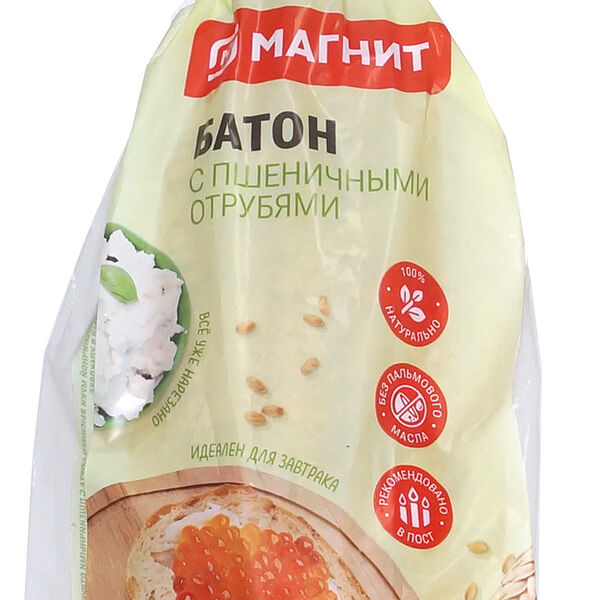 Батон Магнит Пшеничный с отрубями нарезка 300 г