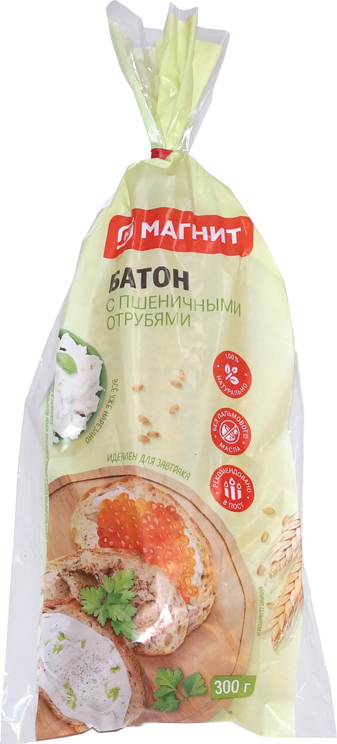 

Батон Магнит Пшеничный с отрубями нарезка