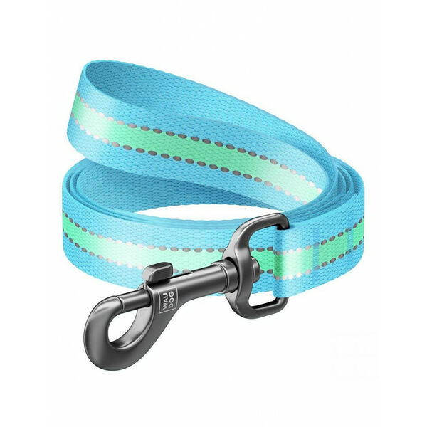 Collar поводок нейлоновый Waudog Nylon, светящийся/светоотражающий 20 мм. х 122 см., Голубой