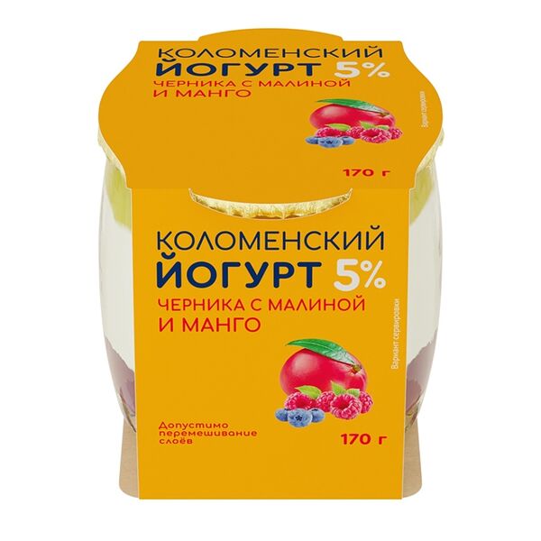 Йогурт Коломенский черника-малина-манго 5% 170 г