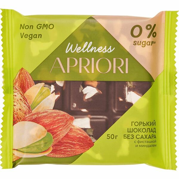 Шоколад молочный АПРИОРИ с миндалем, фундуком и фисташкой, 50г