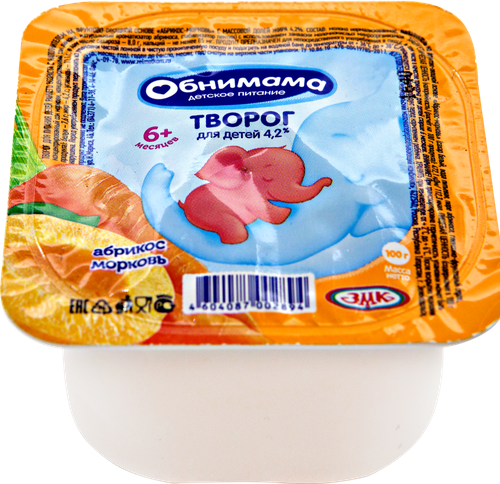 

Творог детский Обнимама Абрикос-Морковь с 6 месяцев 4.2% 100 г