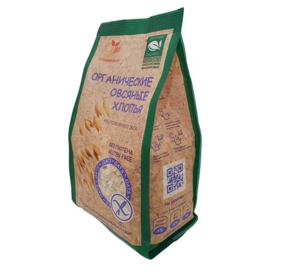 

Хлопья овсяные Сташевское БИО органические из голозерного овса (без глютена) 375 г