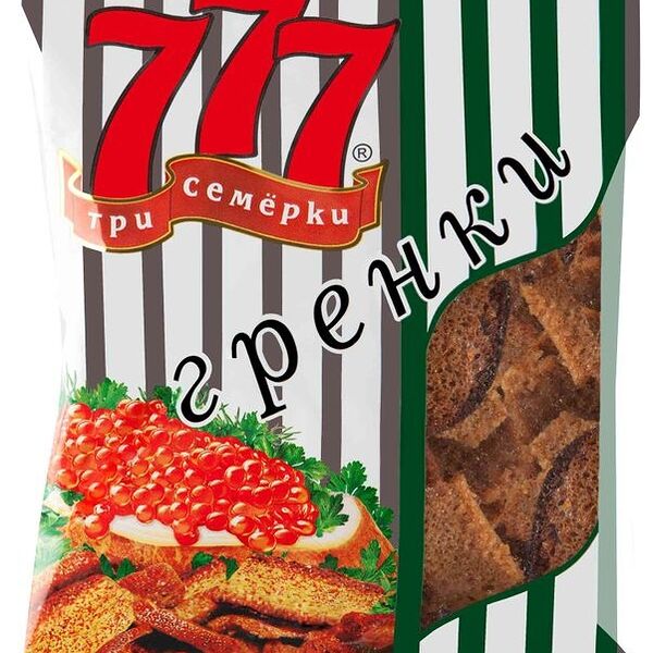 Сухарики-гренки Три Семёрки со вкусом красной икры 50г