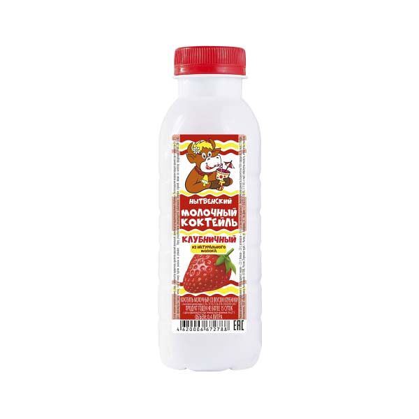 Коктейль молочный Нытвенский 2.5% 400мл Клубника пэт