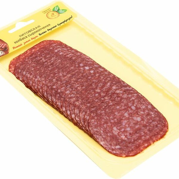 Колбаса сырокопчёная Иней Литовская в нарезке 1 сорт, 100г