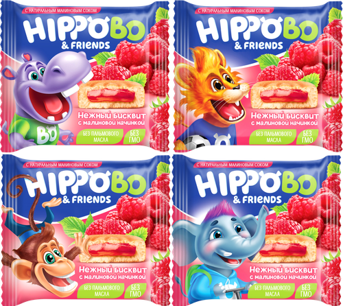 

Пирожное Hippobo&friends бисквитное малиновой начинкой 32 г