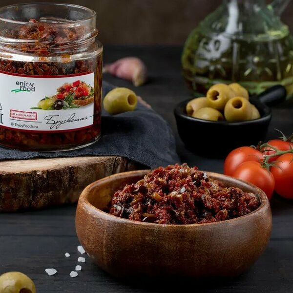 Брускетта с Оливками и Маслинами и вялеными томатами Enjoy Food