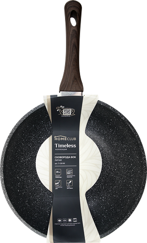 Сковорода HOMECLUB Timeless 28см, литой алюминий, антипригарное покрытие, soft touch, Арт. Ti-28-WK