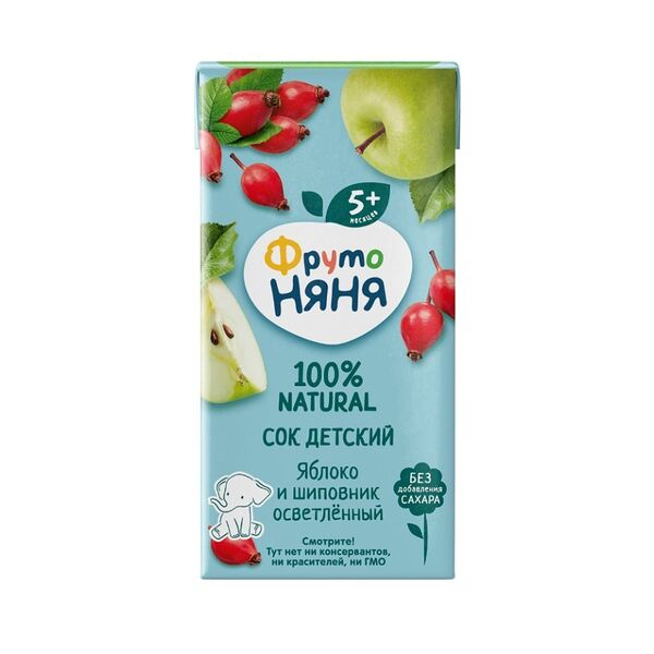 Детское питание Сок ФрутоНяня Яблоко Шиповник Осветленный 200 мл