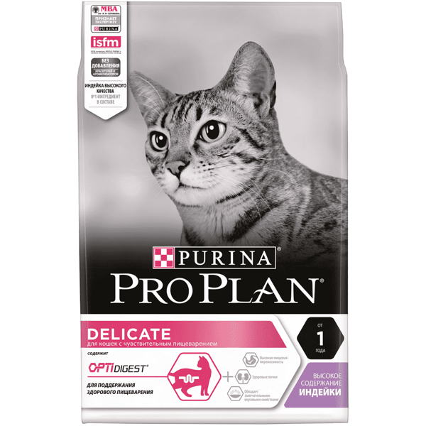 Корм сухой для взрослых кошек PURINA PRO PLAN Adult Индейка, при чувствительном пищеварении или с особыми предпочтениями в еде