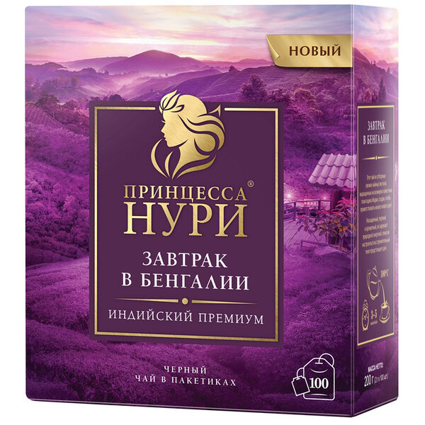 Чай черный Принцесса Нури Завтрак в Бенгалии в пакетиках, 100 шт