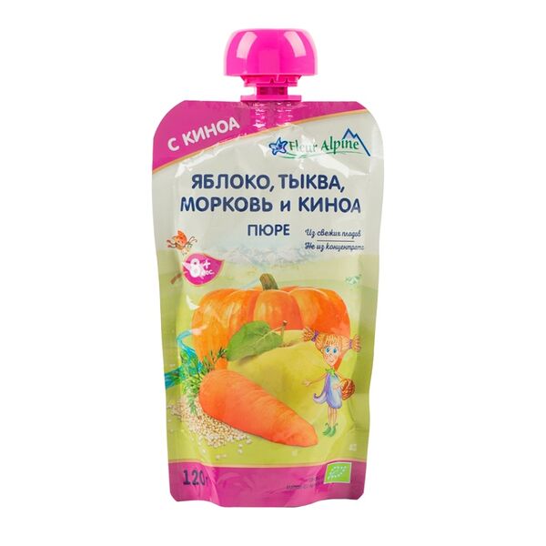 Пюре Fleur Alpine Organic яблоко, тыква, морковь и киноа с 8 месяцев