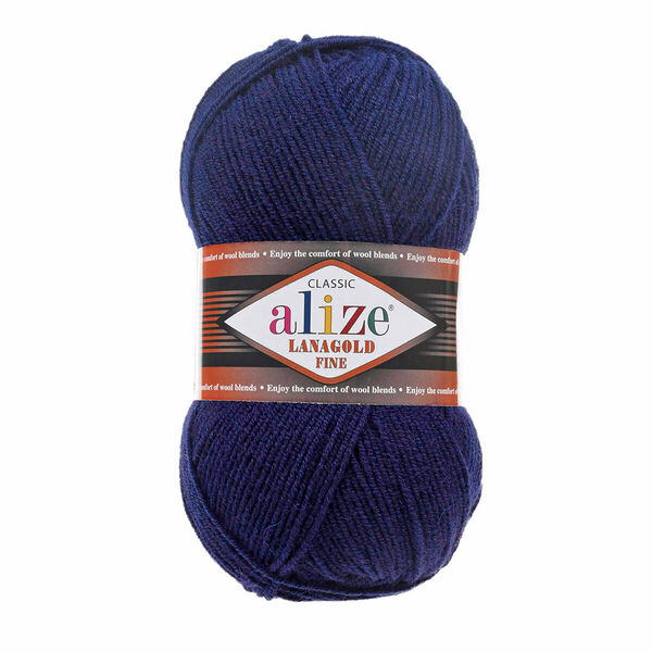 Пряжа ALIZE 'Lanagold fine' 100 гр. 390м (49%шерсть, 51% акрил)(58 темно-синий)