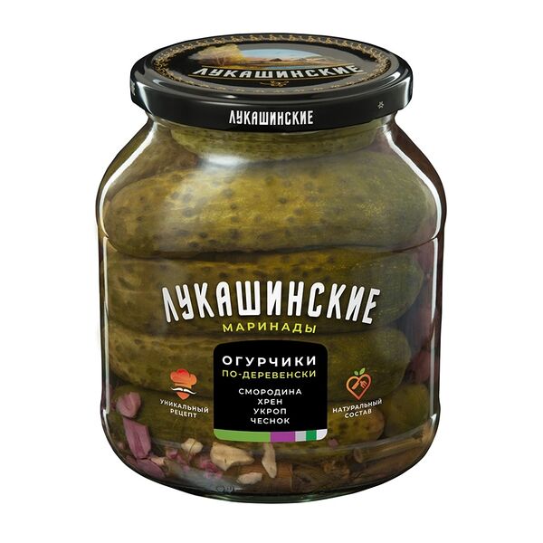Огурцы маринованные по-деревенски с хреном Лукашинские