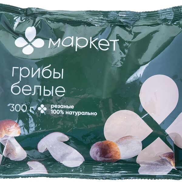 Грибы белые Маркет резаные быстрозамороженные 300г