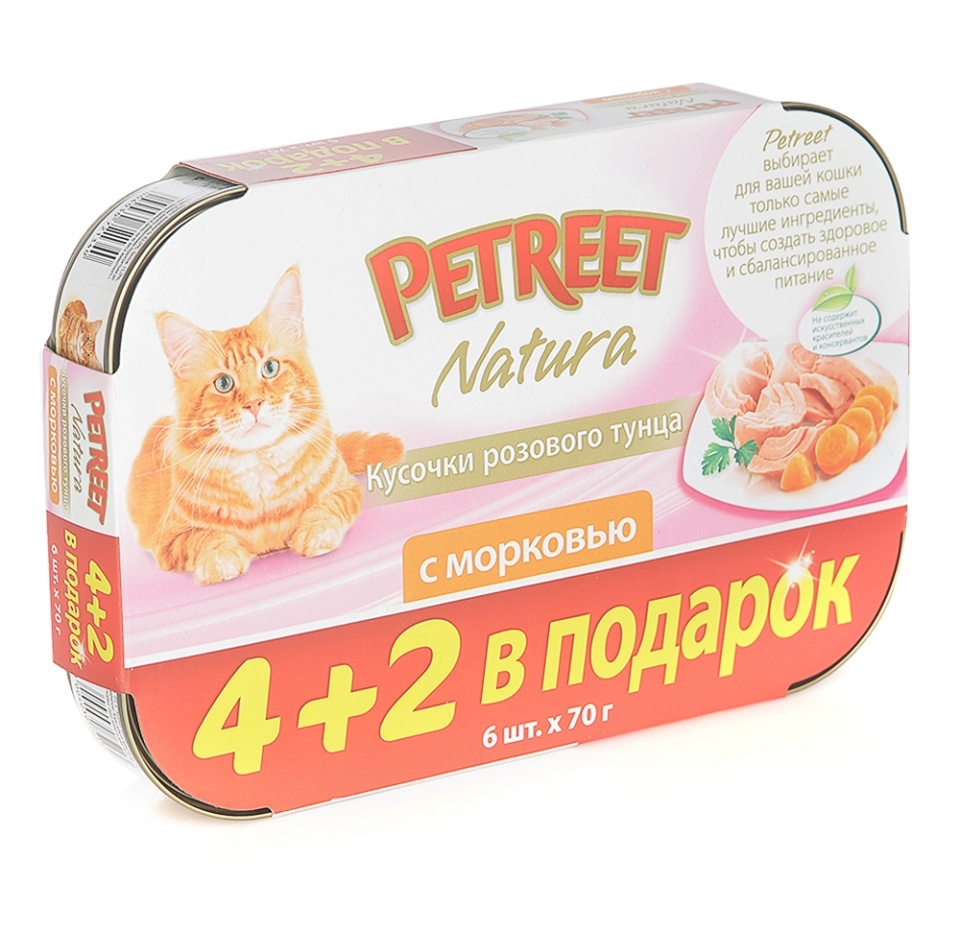 

Консервы для кошек Petreet Natura Кусочки розового тунца с лобстером 6 шт. x 70 г