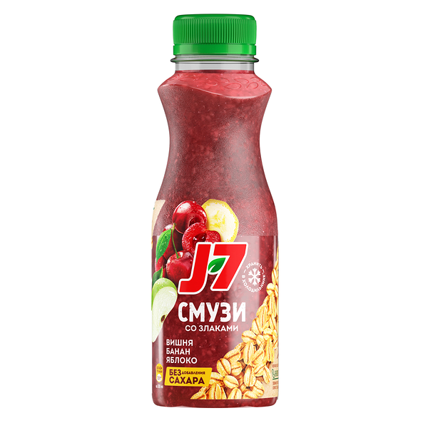 Продукт питьевой J7 из яблок, бананов, вишни и черной моркови с овсяным хлопьями, 300мл