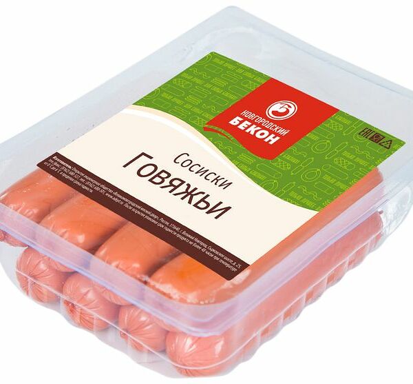 Сосиски Новгородский бекон говяжьи 500г