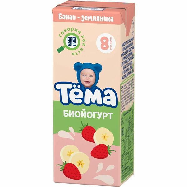 Биойогурт питьевой Тёма Банан-земляника 2,8%