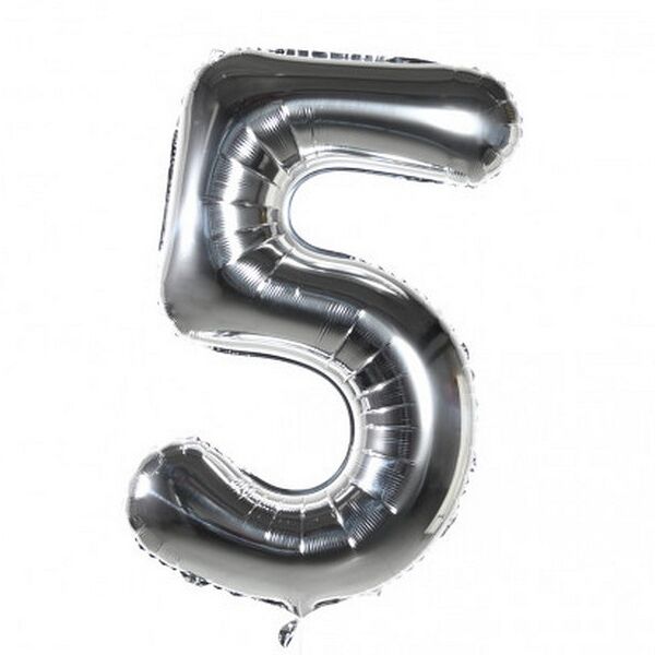 Воздушные шары Цифры (серебро) 5