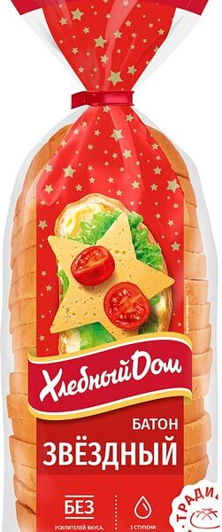 Батон Хлебный дом Звездный нарезанный 350г