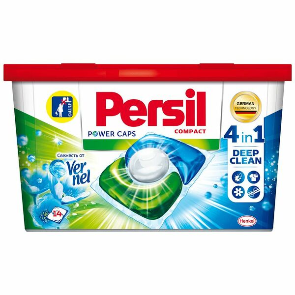 Капсулы для стирки Persil Power Caps 4in1 Свежесть от Vernel концентрированные, 14шт