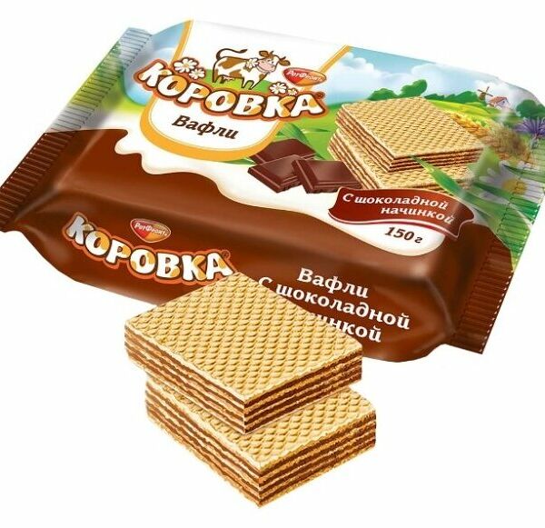 Вафли Коровка с шоколадной начинкой 150г