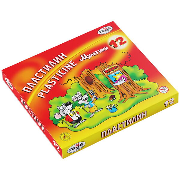 Пластилин Мультики со стеком 12 цветов  240г Гамма