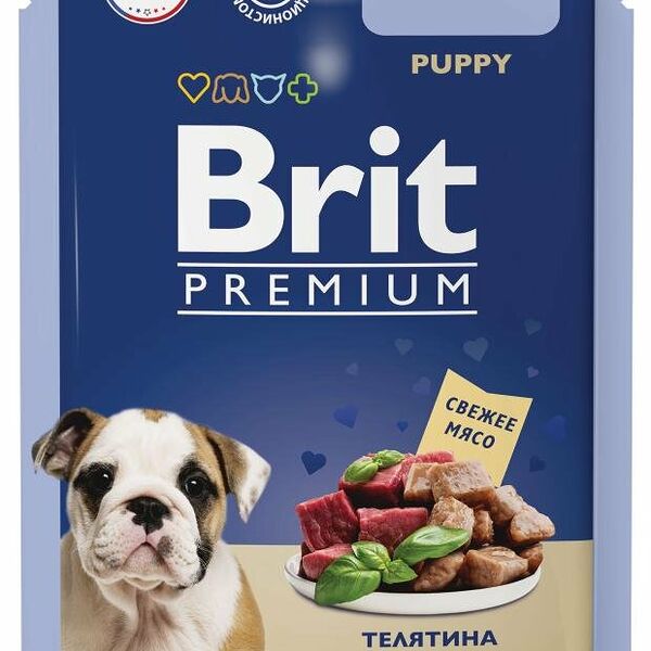 Влажный корм для щенков Brit телятина в соусе